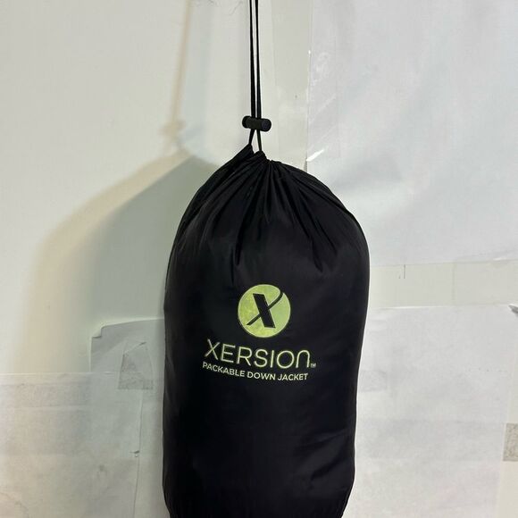 Xersion Black Duffel Bag with Green Logo with black down jacket new size medium - Picture 1 of 5